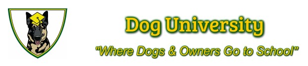 Dog university logo with the slogan
